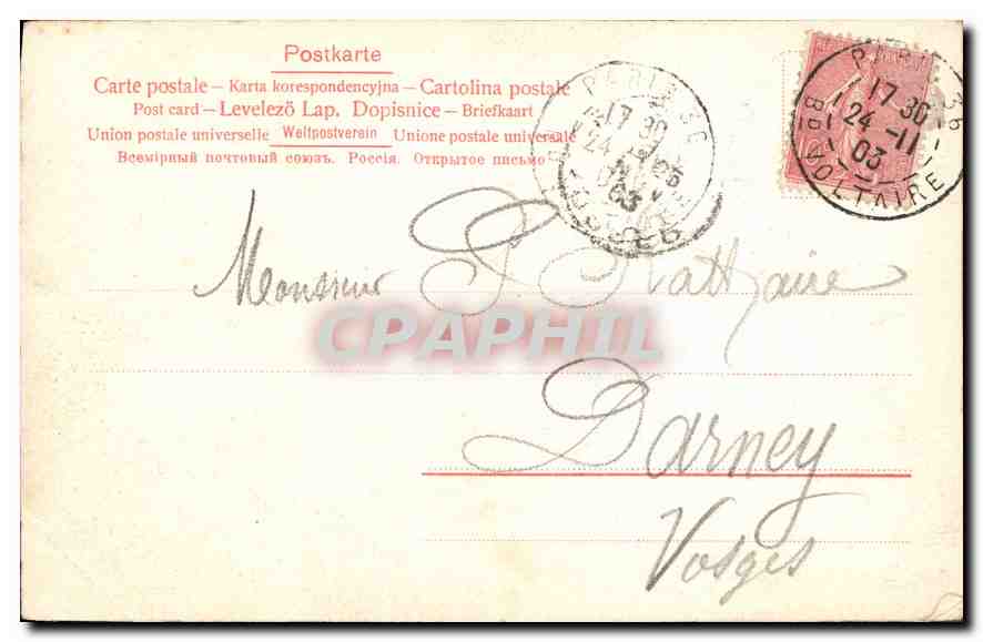 CPA Femme — Verso
