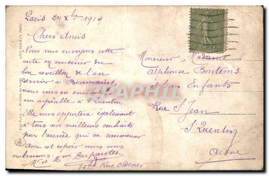 CPA Fleurs — Verso
