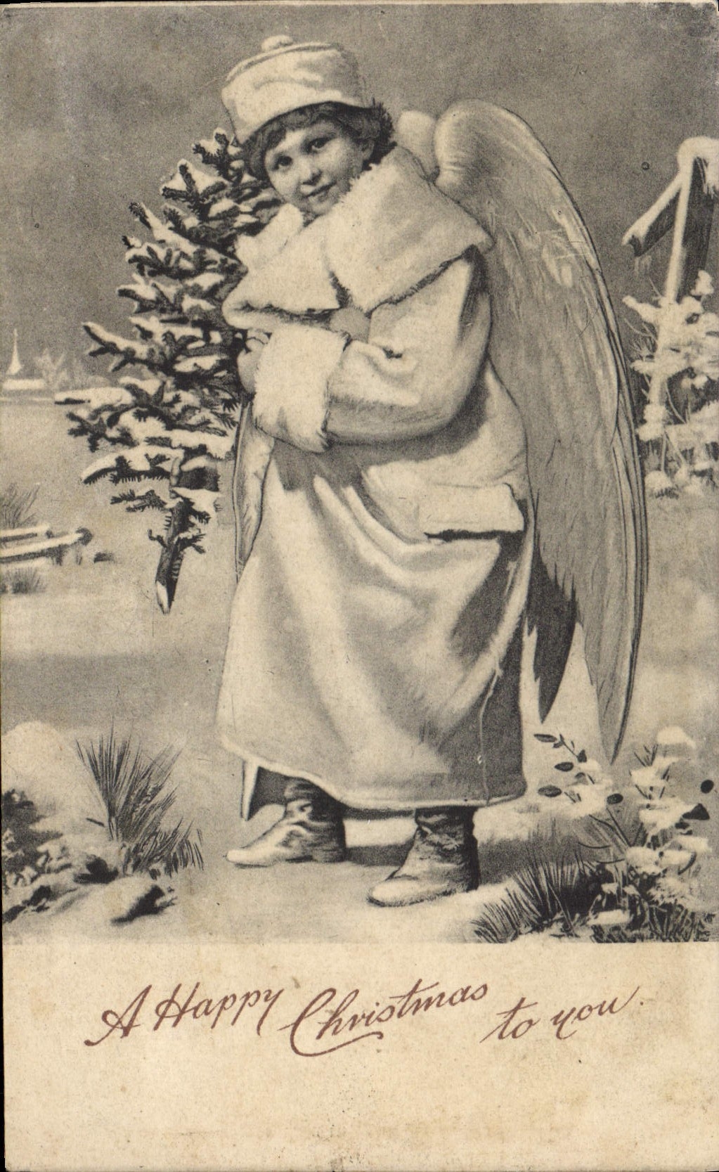 CPA A Happy Christmas to you Enfant Ange
