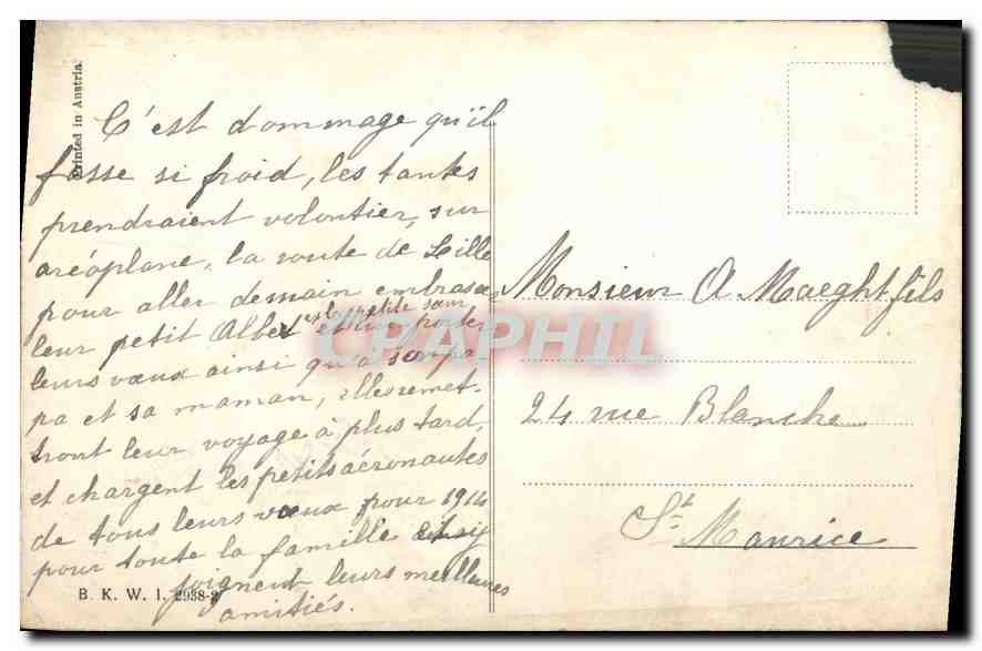CPA Bonne Annee Enfant Avion Aviation — Rückseite