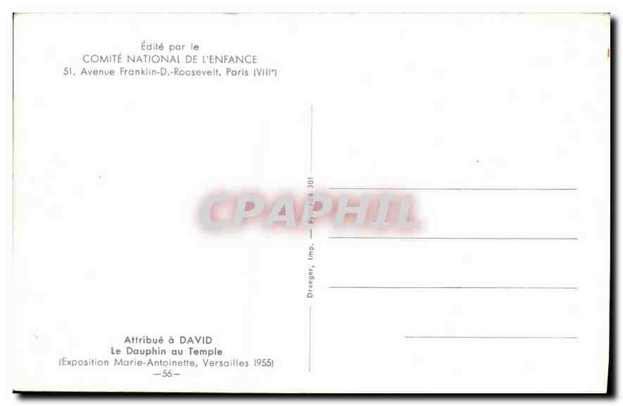 CPA Attribue a David Le Dauphin au Temple  — Rückseite