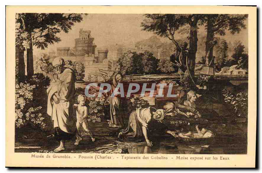 CPA Musee de Grenoble Poussin Charles Tapisserie des Gobelins Moise expose sur les Eaux 