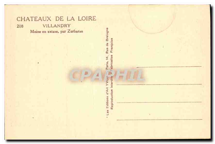 Moine en extase — par Zurbaran — Châteaux de la Loire, n°208 — Verso
