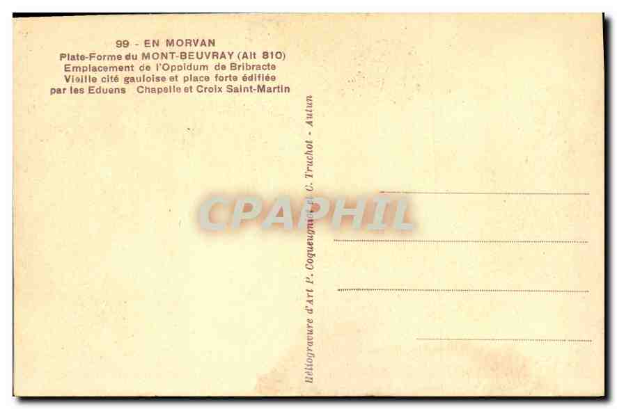 CPA En Morvan Plate Forme du Mont Beuvray  — Verso