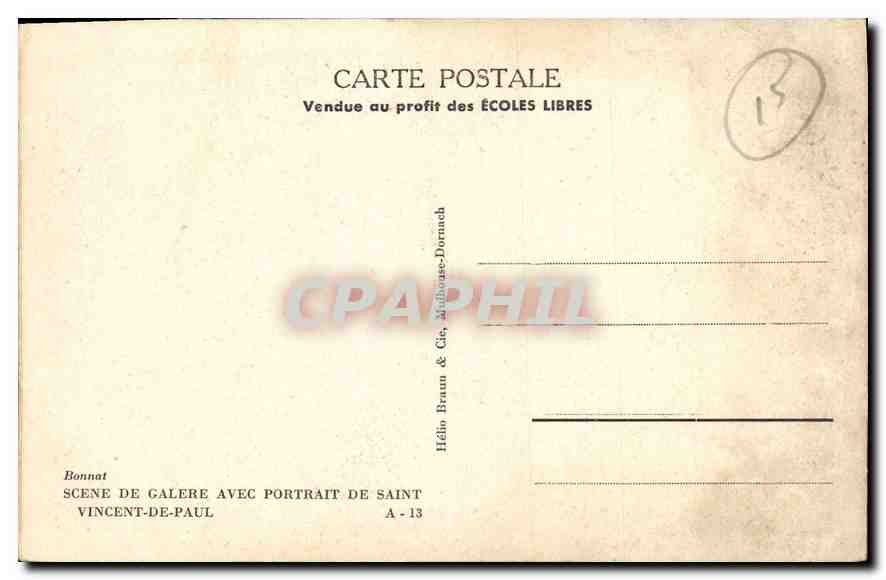 CPA Scene de Galere avec Portrait de Saint Vincent de Paul  — Rückseite