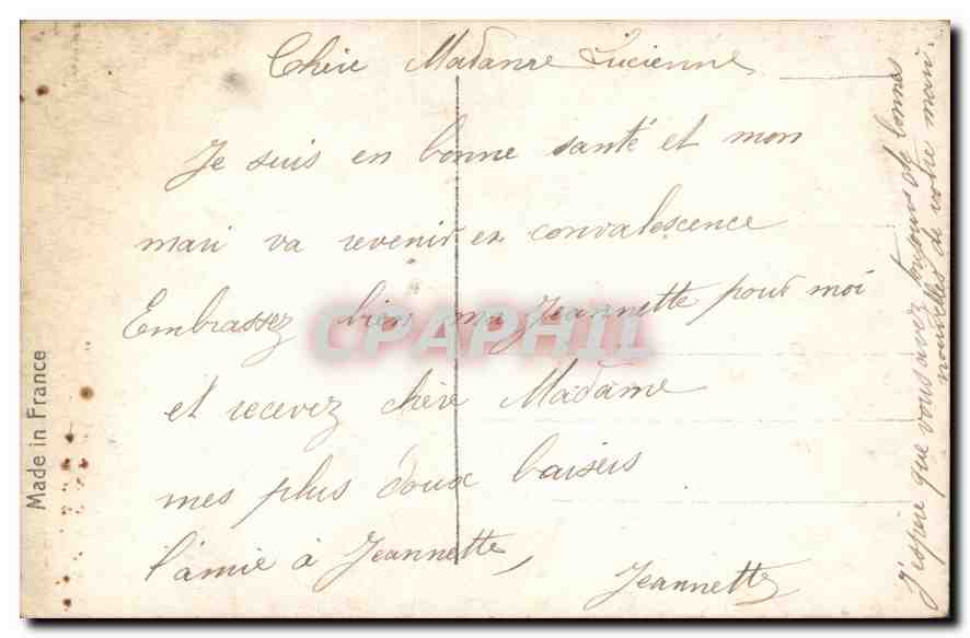 Femme en robe ornée — avec oiseau et fleurs — REX 4730 — Verso