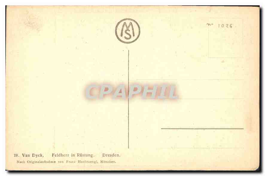 CPA Van Dyck Feldherr in Rustung Dresden  — Rückseite