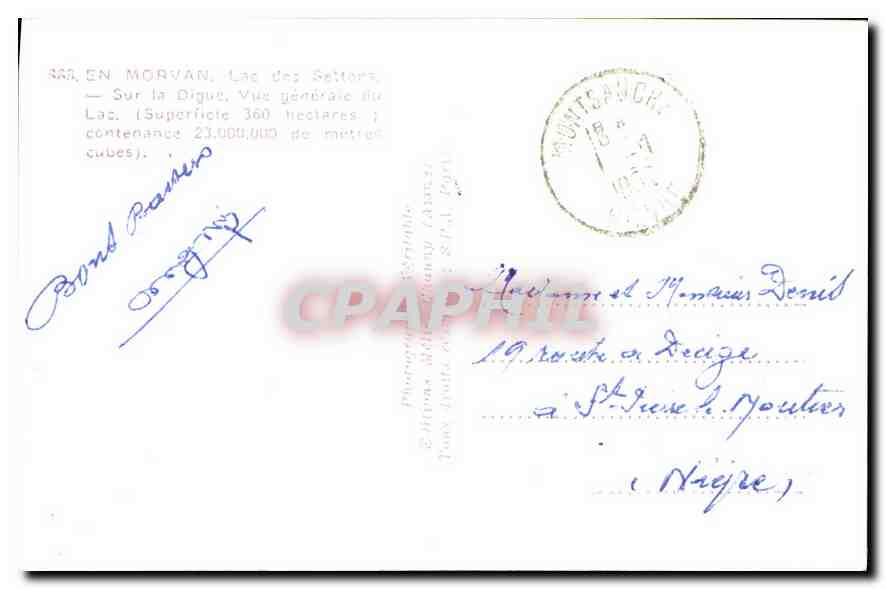 CPA En Morvan Sur la Digue  — Verso