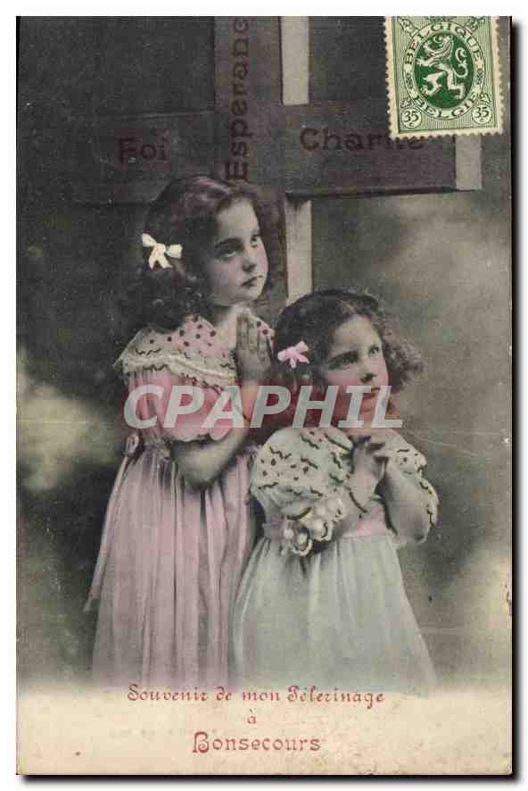 CPA Souvenir de mon Pelerinage a Bonsecours Enfants