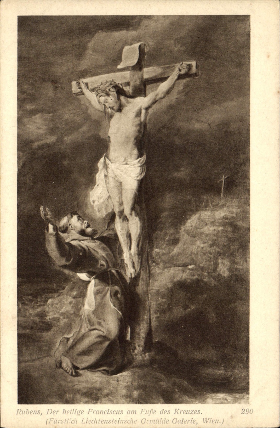 Heiliger Franziskus am Fuße des Kreuzes — Werk von Rubens — Prinzengalerie Liechtenstein, Wien — Nr. 290