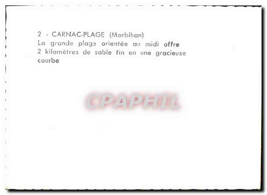 CPM Carnac Plage Morbihan La grande plage orientee au midi  — Rückseite