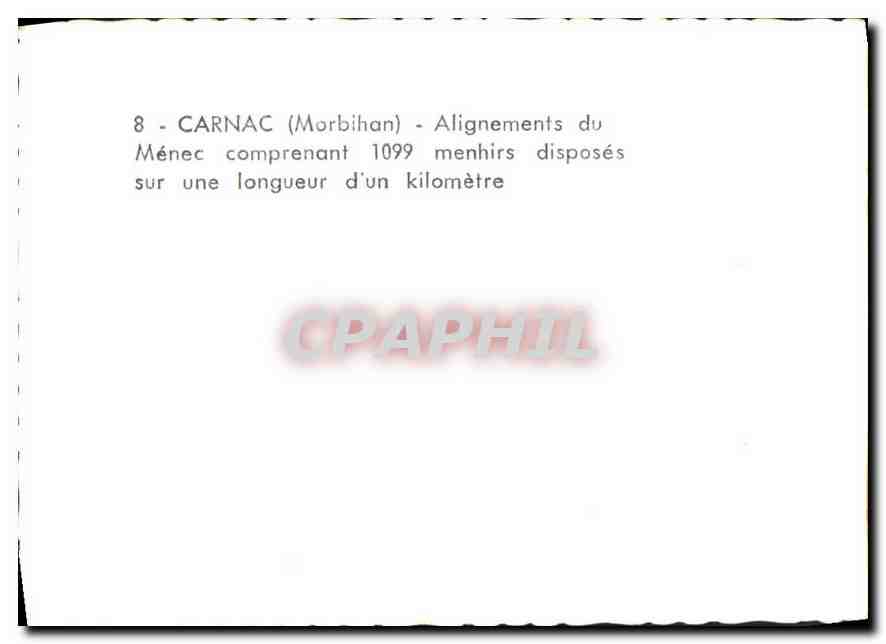 CPM Carnac Morbihan Alignements du Menec comprenant 1099 menhirs — Rückseite