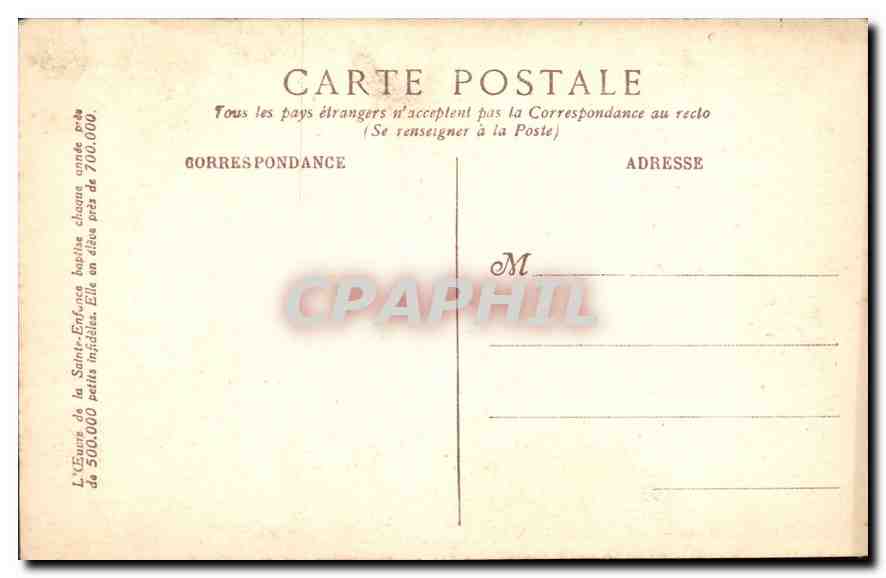 Jésus — Laissez venir à moi les petits enfants — Collection de l'Œuvre de la Sainte Enfance, 44, rue du Cherche-Midi — Paris (8e) — Verso