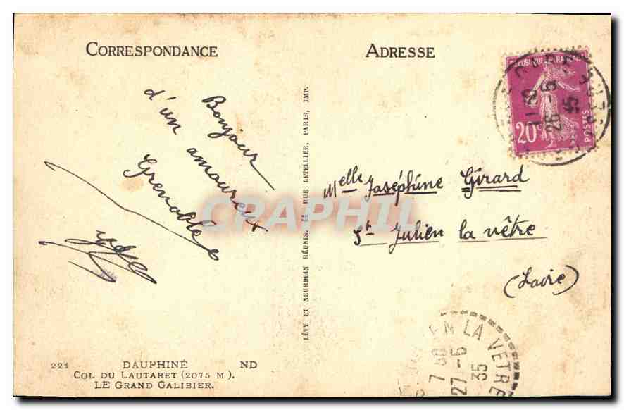 Col du Lautaret (2075 m) — Le Grand Galibier — éditeur Dauphiné, n° 224 — Reverso