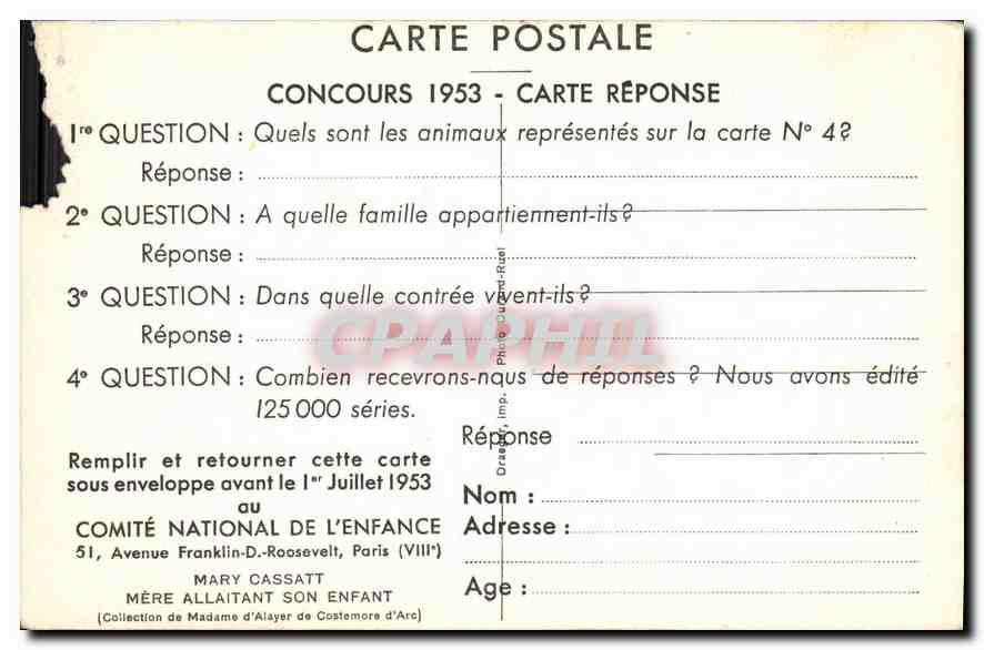 CPA Mary Cassant Mere Allaitant son enfant  — Rückseite