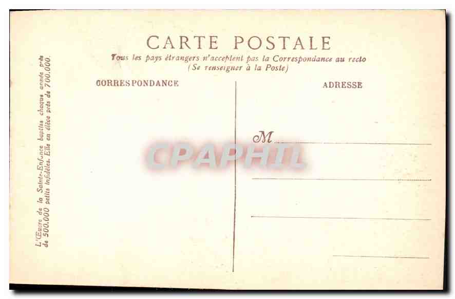 CPA Laissez Venir a moi les petits enfants collection de l'oeuvre de la Sainte Enfance rue du Charch — Verso