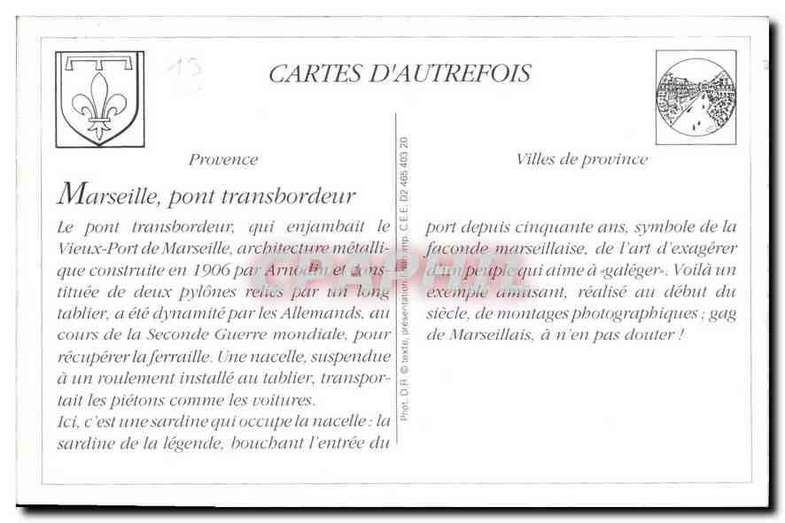 Marseille — Pont transbordeur avec sardine — Photo Depose — Verso