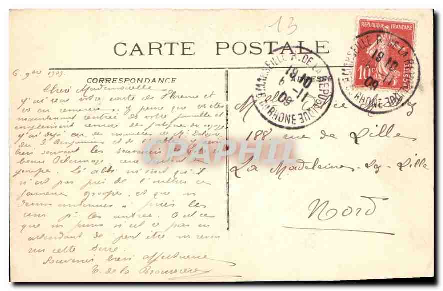 CPA Marseille Notre Dame de la Garde  — Rückseite