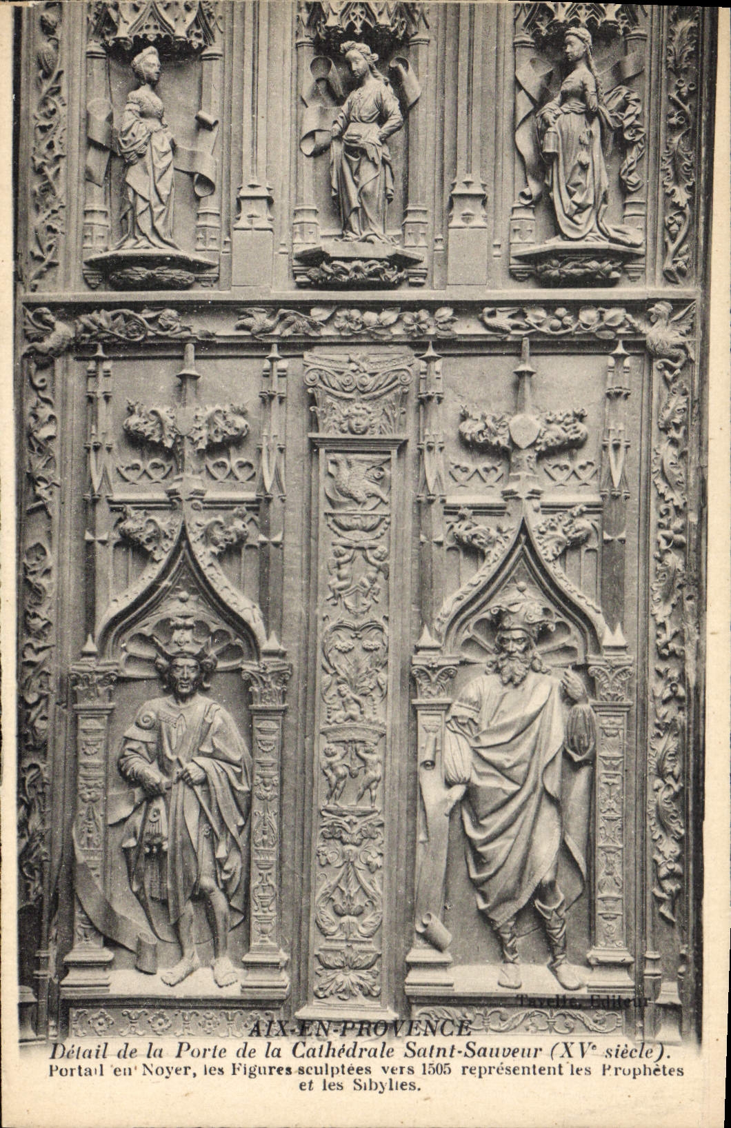 Aix-en-Provence — Détail de la Porte de la Cathédrale Saint-Sauveur (XVe siècle) — Éditeur Billaud, n° 34