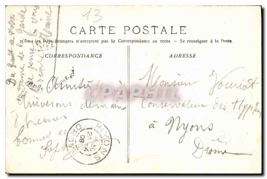 CPA Marseille N D de la Garde  — Rückseite