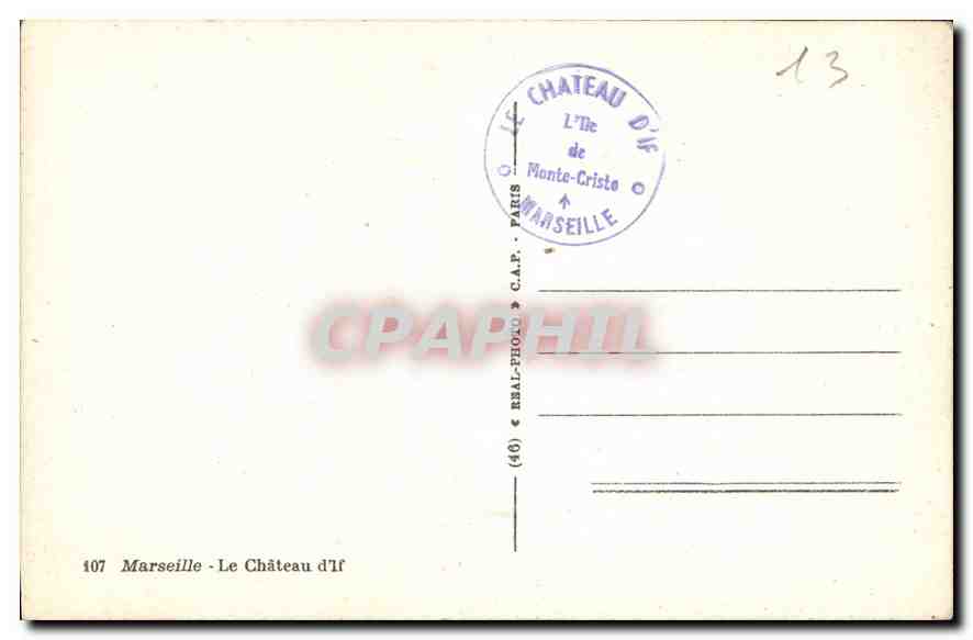 CPA Marseille le Chateau d'If  — Verso