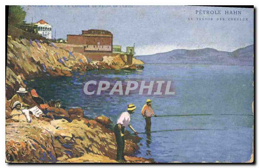 CPA Marseille la Corniche Petrole Hahn le Tresor des Cheveux peche Pecheur