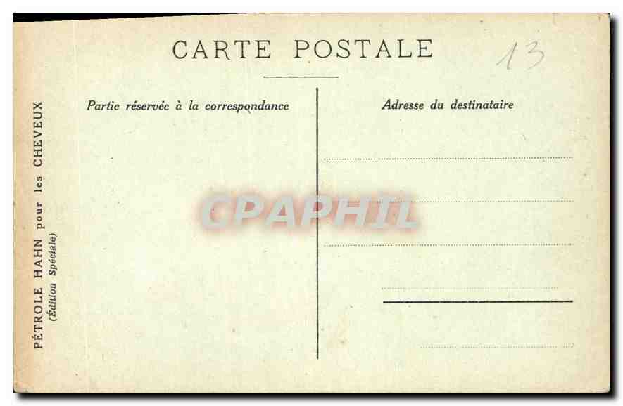 CPA Marseille la Corniche Petrole Hahn le Tresor des Cheveux peche Pecheur — Rückseite