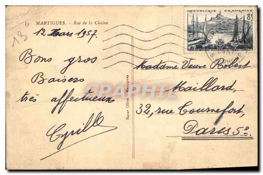 CPA Martigues rue de la Chaine — Reverso
