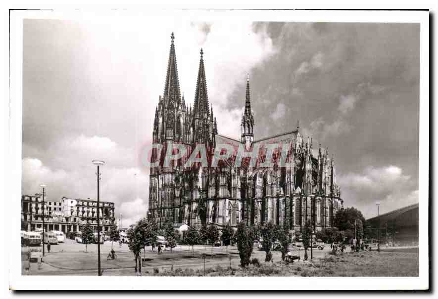 CPA Kolner Dom 1950 ab 1248 in 623 Jahren erbaut Hohe der Turme 