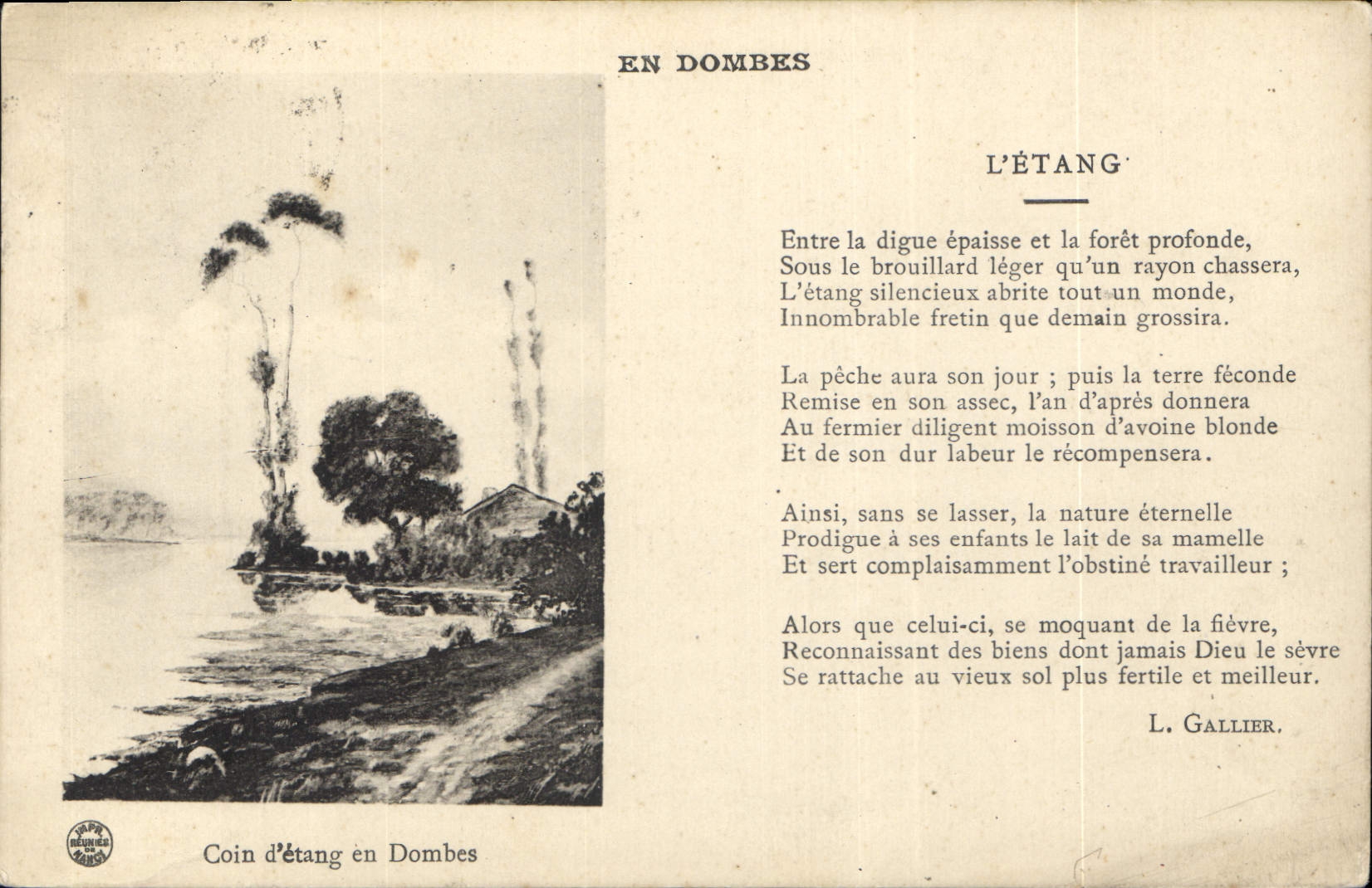 CPA En Dombes l'Etang Coin d'Etang en Dombes 