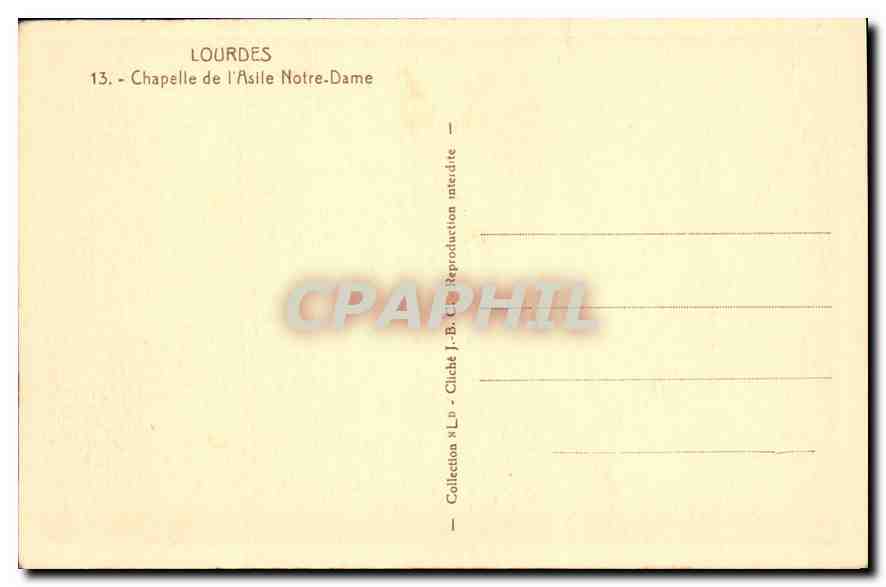 CPA Lourdes Chapelle de l'Asile Notre Dame  — Verso