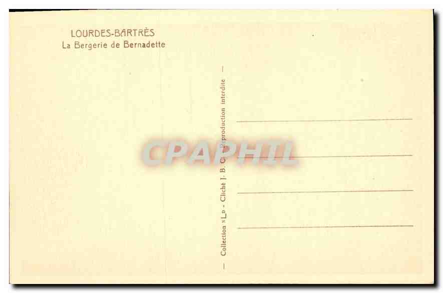 CPA Lourdes Bartres la Bergerie de Bernadette  — Verso