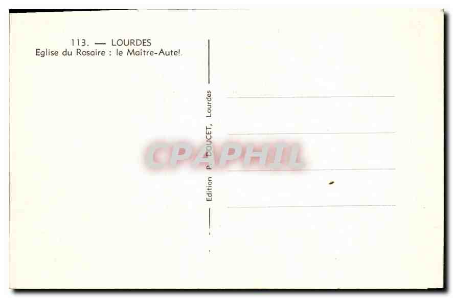 CPA Lourdes Eglise du Rosaire le Maitre Autel  — Verso