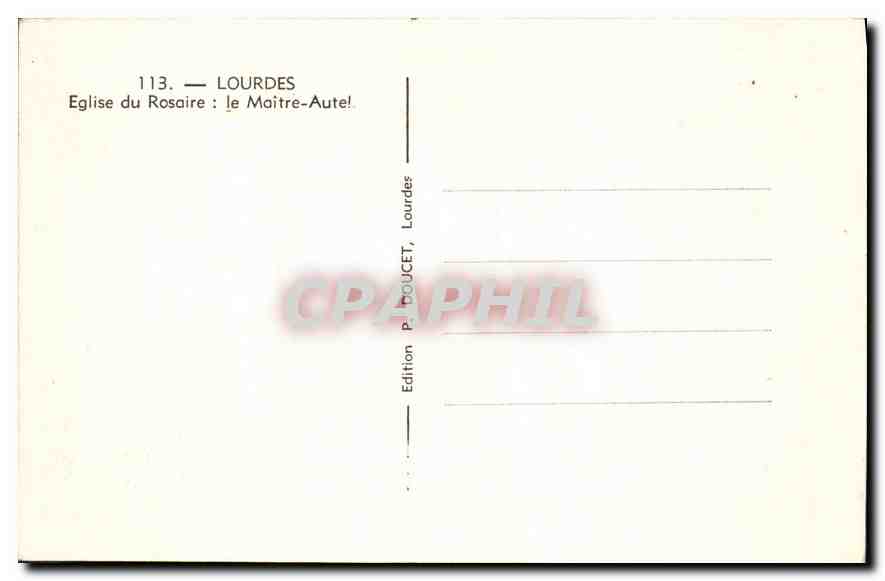 CPA Lourdes Eglise du Rosaire le Maitre Autel  — Verso