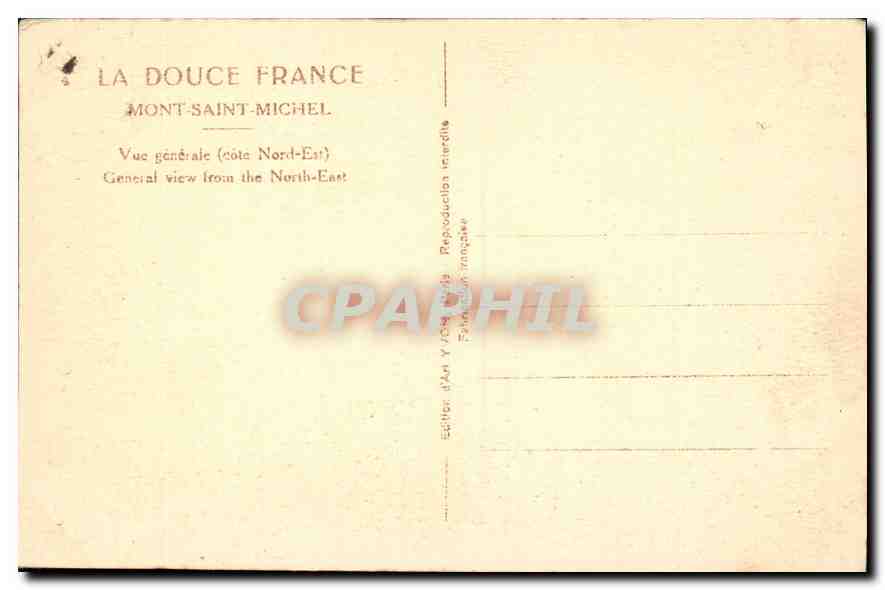 CPA Mont Saint Michel vue generale Cote Nord Est  — Rückseite