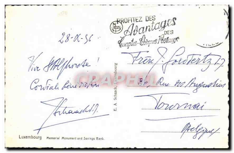 CPA Luxembourg Monument du Souvenir au fond la Caisse d'Espargne  — Back
