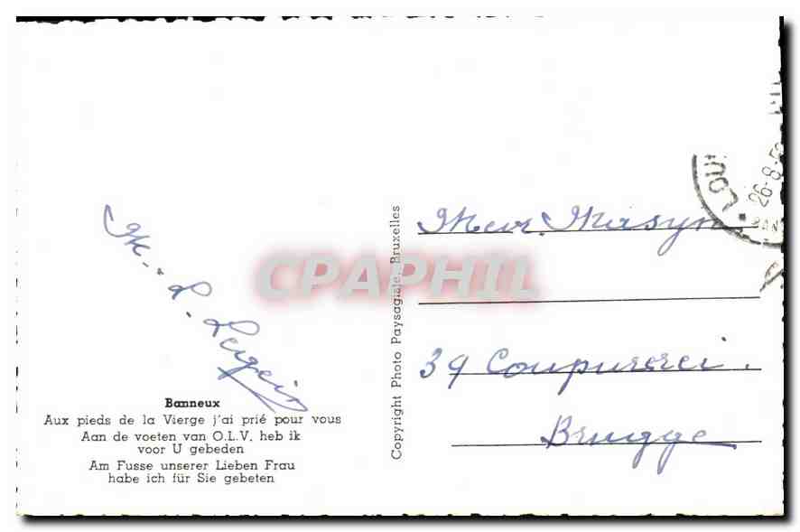 CPA Banneux Aux Pieds de la vierge j'Ai prie pour vous Aan de Voeten Van OLV heb ik voor U gebeden  — Back