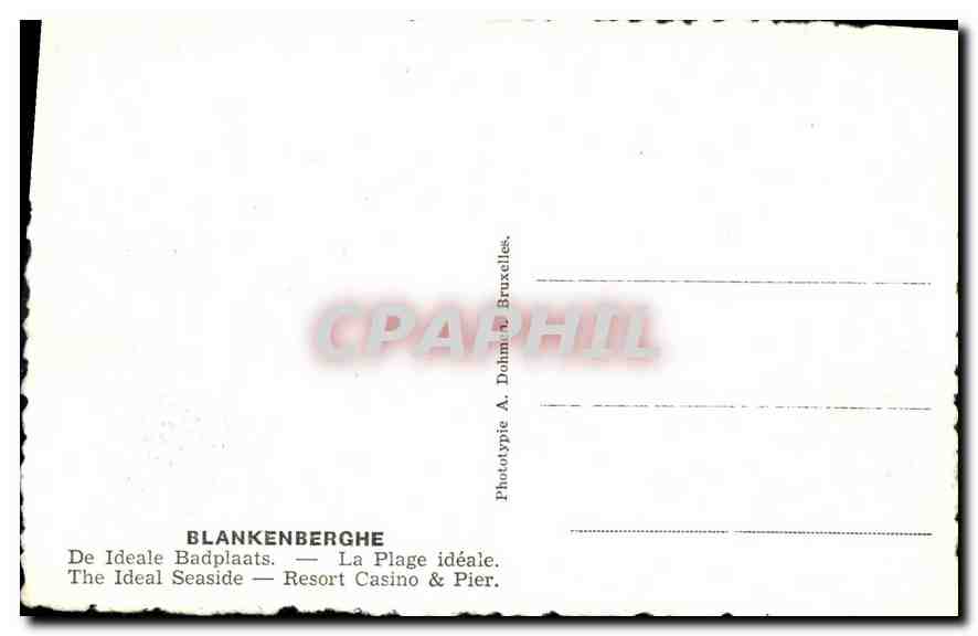 CPA Blankenberghe la Plage Ideale et le Kursaal  — Rückseite