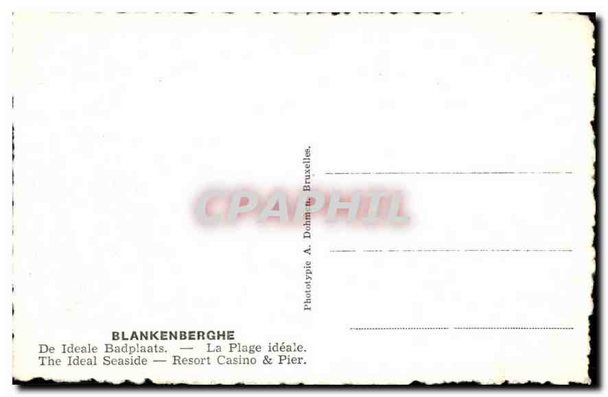 CPA Blankenberghe la Plage Ideale et le Kursaal  — Rückseite