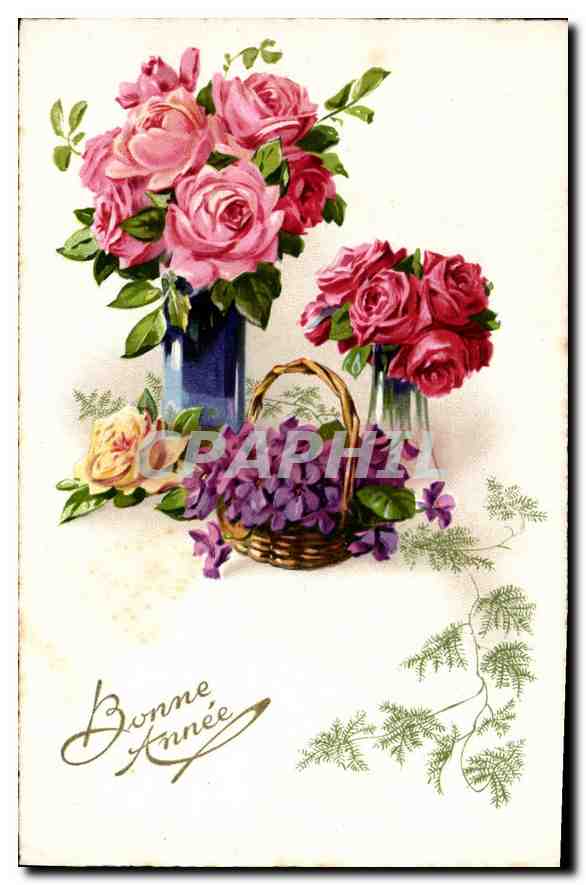 CPA Bonne Annee Fleurs