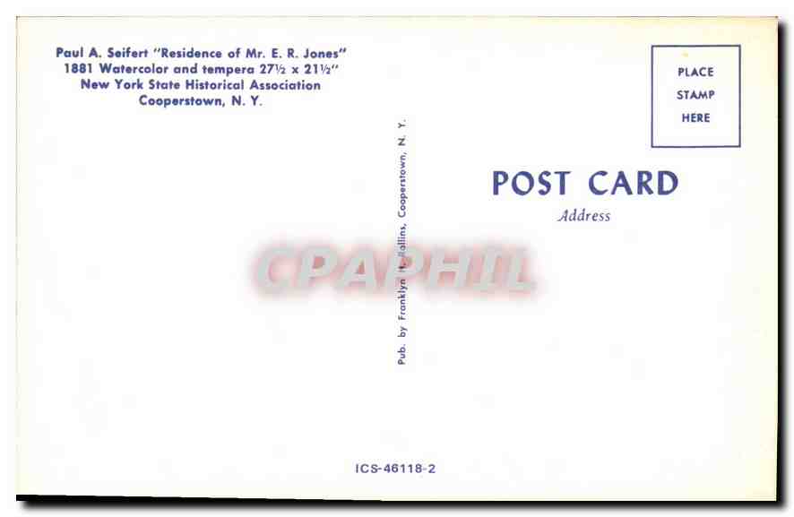CPA Paul A Soifert Residense of Mr E R Jones  — Rückseite