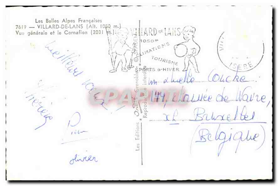 CPA Les Belles Alpes Francaises Villard de Lans vue generale et le Cornafion  — Rückseite