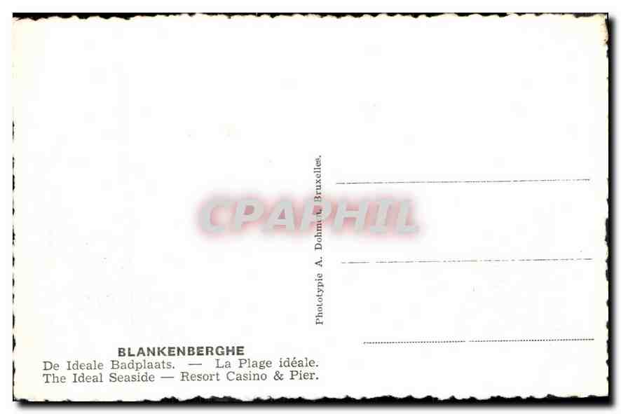 CPA Blankenberghe la Plage Ideale et le Kursaal  — Rückseite