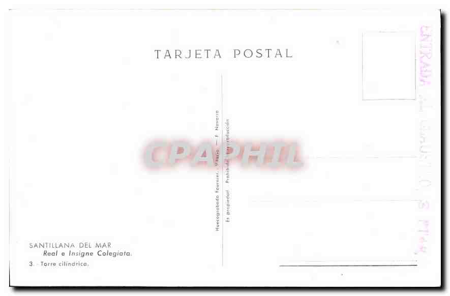 CPA Santillana Del Mar Real e Insigne Colegiata Torre cilindrice  — Back