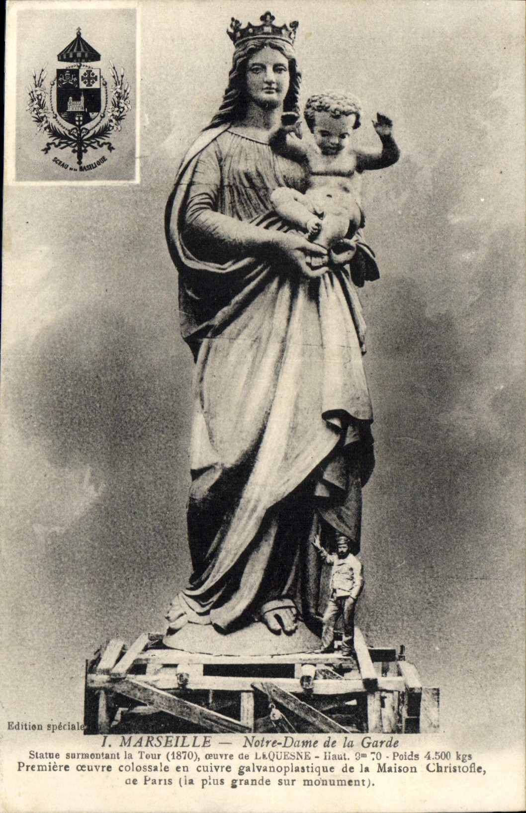 CPA Marseille Notre Dame de la Garde Statue surmentant la Tour 1870 