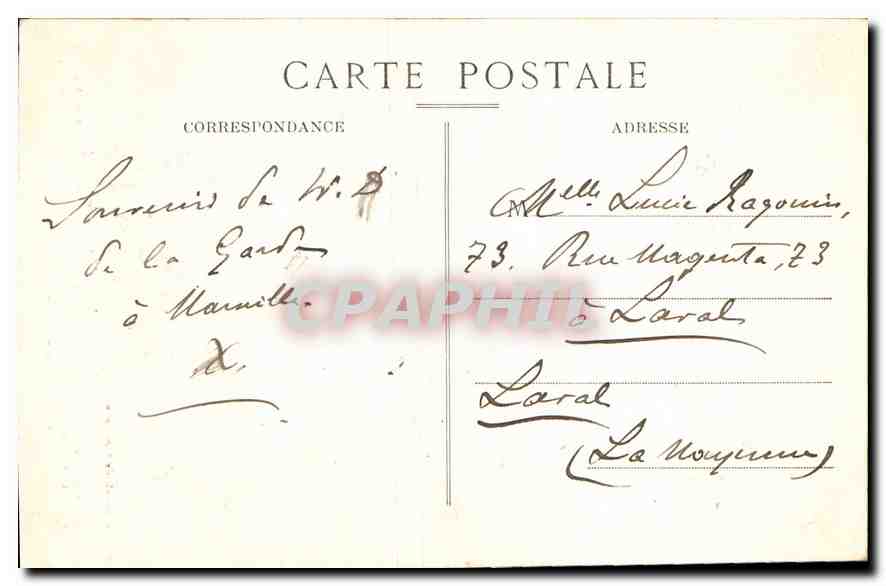 CPA Marseille Notre Dame de la Garde Statue surmentant la Tour 1870  — Rückseite