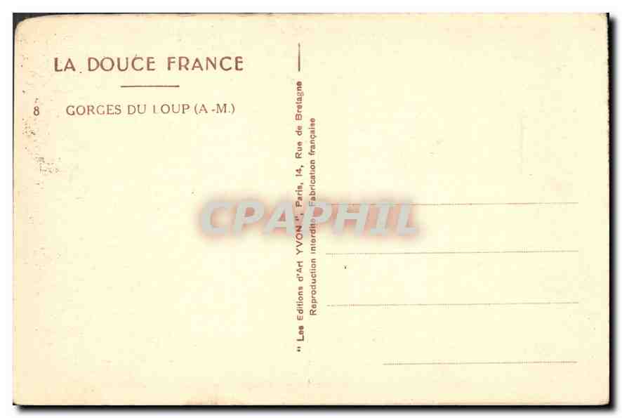 CPA Gorges du Loup A M  — Rückseite