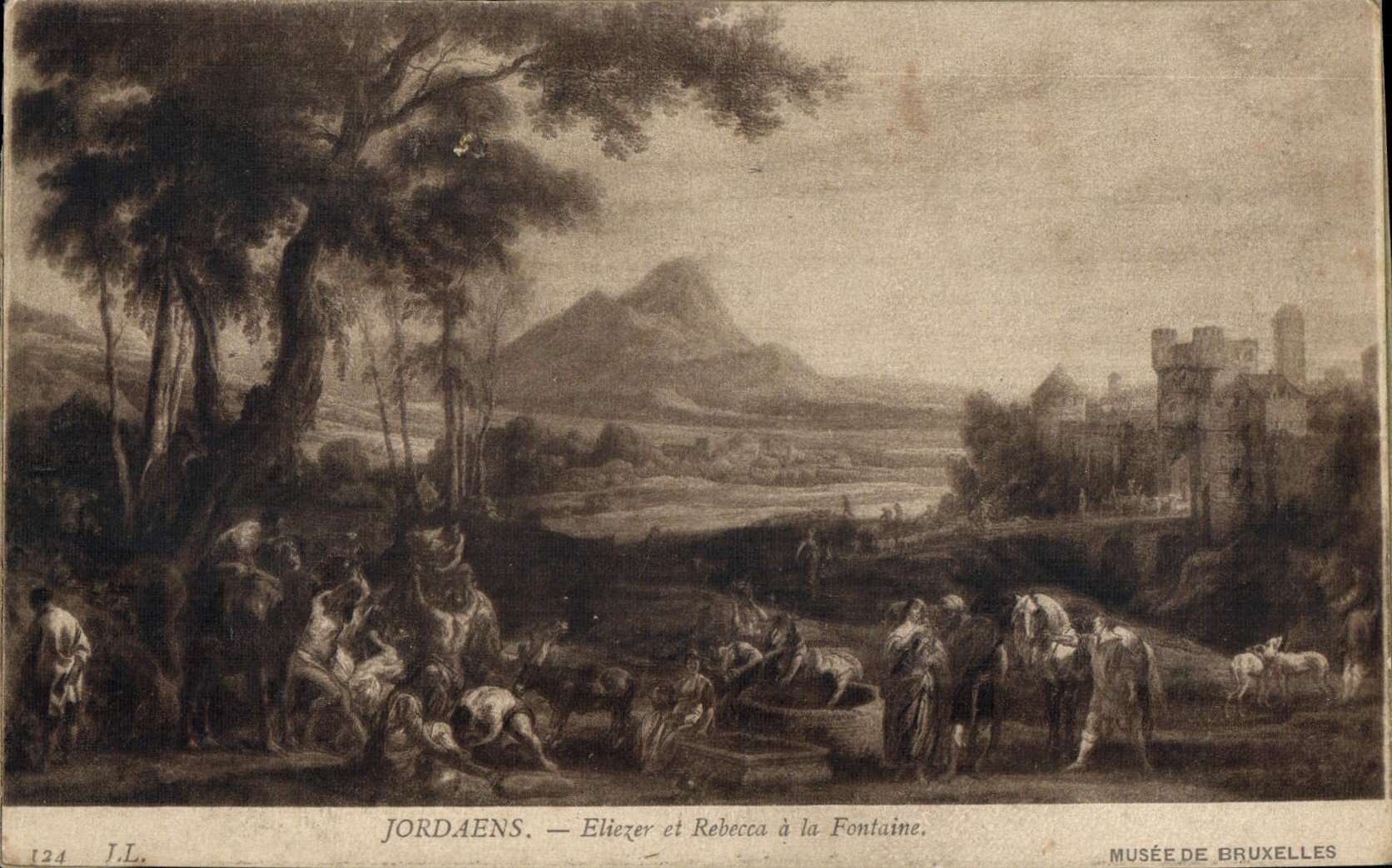 CPA Jordaens Eliezer et Rebecca a la Fontaine Musee de Bruxelles 