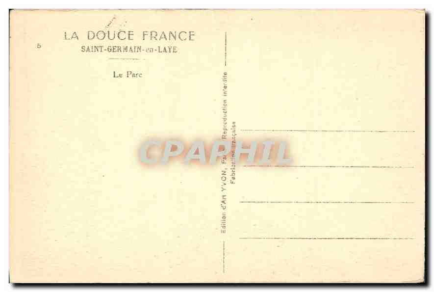 CPA Saint Germain en Laye le Parc  — Verso