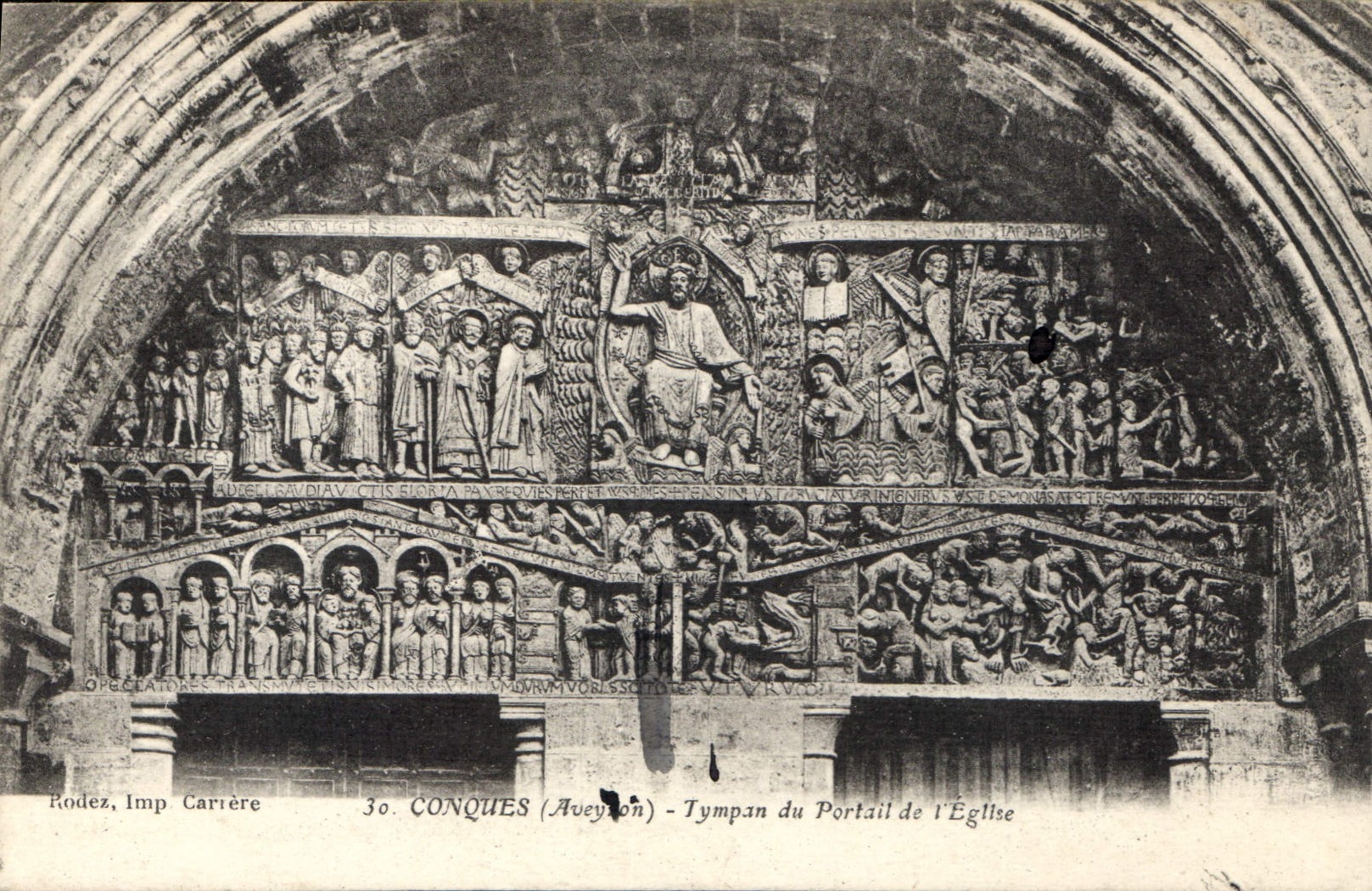 Conques (Aveyron) — Tympans du Portail de l'Église — Imp. Cartière, Rodez
